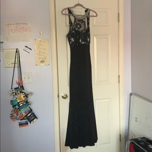 Black and silver prom dress